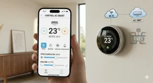 Dispozitiv smart pentru controlul aerului condiționat de pe telefon.